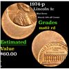 Image 1 : 1974-p Mint Error Sturck 50% off Center Lincoln Cent 1c Grades Select Unc RD