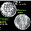 Image 1 : 1943-p . . Mercury Dime 10c Grades Choice+ Unc