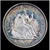 Image 2 : 1860-p . Beautiful Rainbow Rim Toning Seated Liberty Half Dime 1/2 10c Grades Select AU