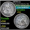 Image 1 : 1878-cc . . Seated Liberty Quarter 25c Grades vf++