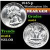 Image 1 : 1945-p . . Washington Quarter 25c Grades Choice Unc