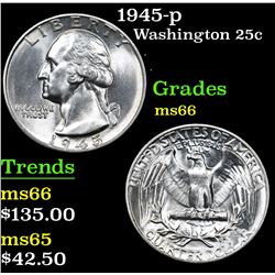1945-p . . Washington Quarter 25c Grades GEM+ Unc