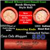 Image 1 : Mixed small cents 1c orig shotgun roll, 1919-d one end, 1890 Indian cent other end