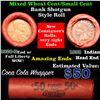 Image 1 : Mixed small cents 1c orig shotgun roll, 1920-d one end, 1898 Indian cent other end
