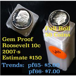 Proof 2007-s Roosevelt Dime 10c roll, 50 pieces (fc)