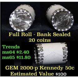 2000-p $10 Bank Rolled Kennedy Half Dollar Shotgun Roll