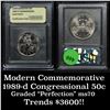 Image 1 : 1989-d Congressional Bicentennial Unc  Modern Commem Half Dollar 50c Graded ms70, Perfection by USCG