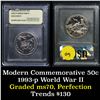 Image 1 : 1993-p Proof WWII Modern Commem Half Dollar 50c Graded GEM++ Proof Deep Cameo by USCG