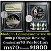 Image 1 : 1996-p Olympic Rowing Proof Modern Commem Dollar $1 Graded GEM++ Proof Deep Cameo by USCG