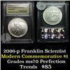 Image 1 : 2006-p Franklin Scientist Unc Modern Commem Dollar $1 Graded ms70, Perfection by USCG
