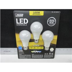 New 3 pack of LED Dimmable Lightbulbs - 1600 lumens- 100 watt replacement