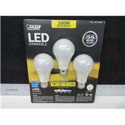 New 3 pack of LED Dimmable Lightbulbs - 1600 lumens- 100 watt replacement