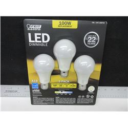 New 3 pack of LED Dimmable Lightbulbs - 1600 lumens- 100 watt replacement