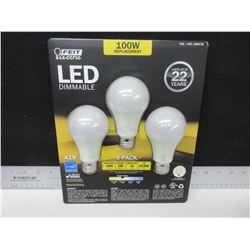 New 3 pack of LED Dimmable Lightbulbs - 1600 lumens- 100 watt replacement