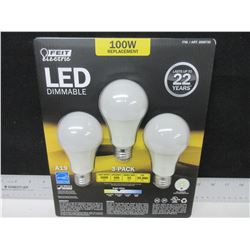 New 3 pack of LED Dimmable Lightbulbs - 1600 lumens- 100 watt replacement