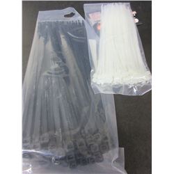2 packs of 100 Zipties / 8" heavy duty black & 6" white / 200 total