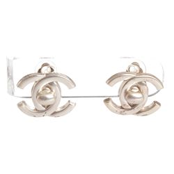 Chanel Silver CC Turn Lock Vintage Clip On Earrings