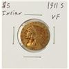 1911-S $5 Indian Head Half Eagle Gold Coin