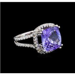 14KT White Gold 9.07 ctw Tanzanite and Diamond Ring