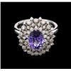 Image 2 : 2.18 ctw Tanzanite and Diamond Ring - 14KT White Gold