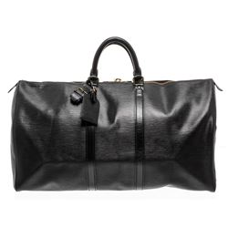 Louis Vuitton Black Epi Leather Keepall 55 cm Duffle Bag Luggage