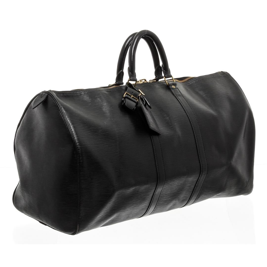 Louis Vuitton Black Epi Leather Keepall 55 cm Duffle Bag Luggage