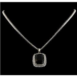 22.17 ctw Tourmaline and Diamond Pendant With Chain - 14KT White Gold