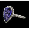 Image 1 : 3.45 ctw Tanzanite and Diamond Ring - 14KT White Gold