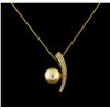 Image 2 : Pearl and Diamond Pendant With Chain - 14KT Yellow Gold