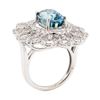 Image 4 : 10.39 ctw Blue Zircon And Diamond Ring - 14KT White Gold