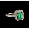 Image 1 : 1.00 ctw Emerald and Diamond Ring - 14KT White Gold