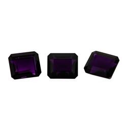 20.60 ctw. Natural Emerald Cut Amethyst Parcel of Three