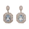 18KT White Gold 6 ctw Aquamarine and Diamond Earrings