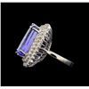 Image 3 : GIA Cert 21.48 ctw Tanzanite and Diamond Ring - 14KT White Gold