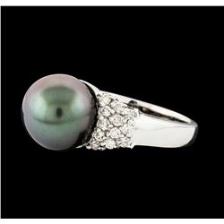 Pearl and Diamond Ring - 14KT White Gold