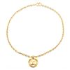 Image 1 : Chanel Gold Chain Link CC Round Drop Pendant Necklace 94P