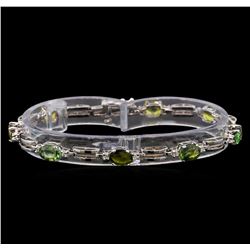 14KT White Gold 7.68 ctw Multicolor Sapphire and Diamond Bracelet