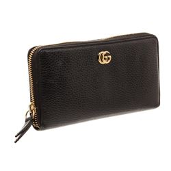 Gucci Black Leather Marmont Zippy Wallet