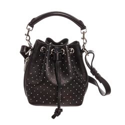 Saint Laurent YSL Black Leather Studded Emmanuelle Small Bucket Bag