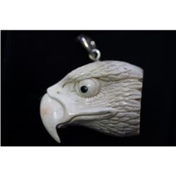 Hand Carved Antler Eagle Pendant