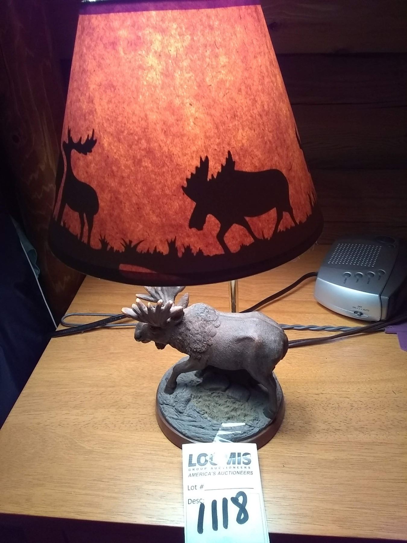 RESIN MOOSE TABLE TOP LAMP WITH SILHOUETTE SHADE