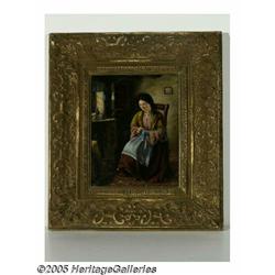 EDWARD CHARLES BARNES (British 1830- 1882) Sewing