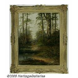 ENGLISH SCHOOL (19th Century) Forest Scene Oil on