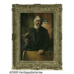 HARRY ROSELAND (American Signing a Hymn Oil on c 