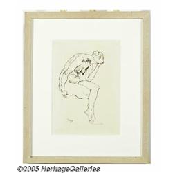 GEORGE GROSZ (American 1893-1959) Seated Nude, 19