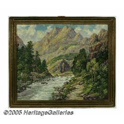 ALVIN G STUPE (American) Mountain Stream Oil on c