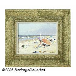 NIEK VAN DEN PLAS (Dutch b. 1954) Beach Scene Oil