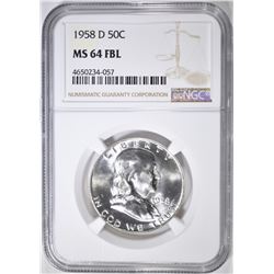 1958-D FRANKLIN HALF DOLLAR  NGC MS-64 FBL