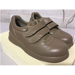 P.W Minor Taupe Leisure Velcro Shoe 5M