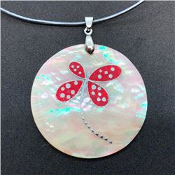 Sterling Silver Gold Plated large Mother of Pearl Pendant, Suggested Retail $100